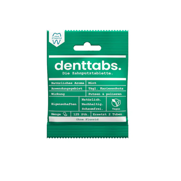 Pastilhas dentífricas DENTTABS sem flúor